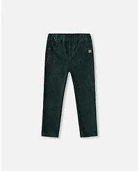 Deux par Big Girls Stretch Velour Rib Treggings Dark Green