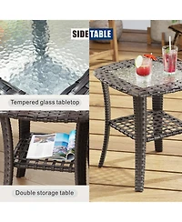 Vlsrka 3-Piece Outdoor Swivel Wicker Rocking Chair Set