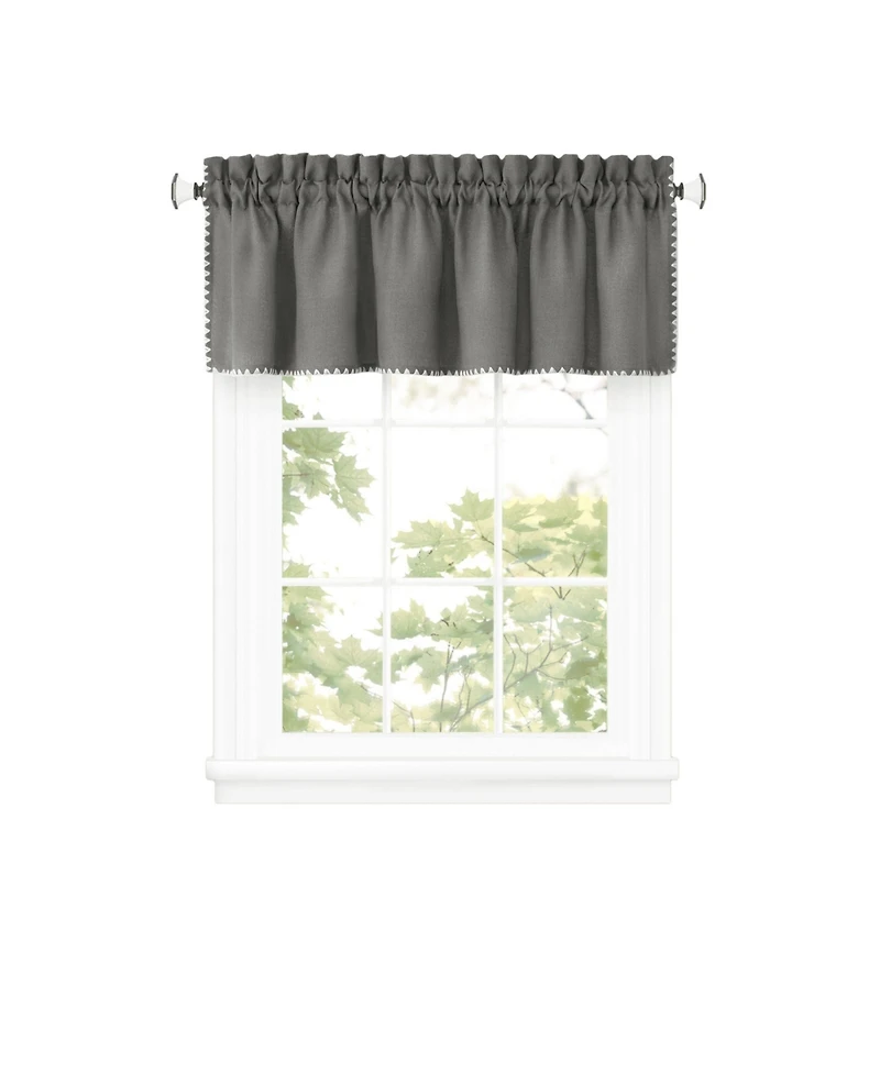 Kate Aurora Coastal Hamptons Living Textured Rod Pocket Window Valance - Tan/Linen