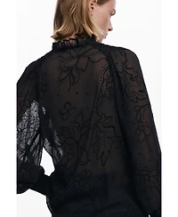 Desigual Women's Flocked sheer blouse