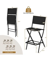 Costway Outdoor Bar Chair Folding Bar Height Stool with Metal Frame