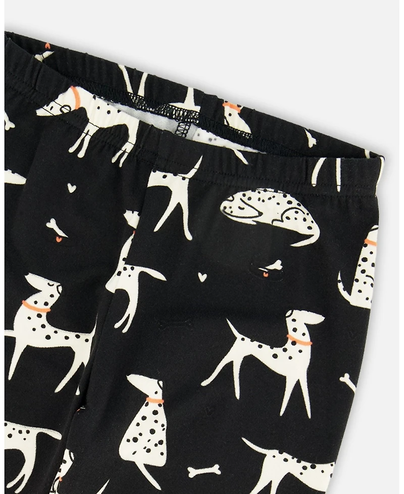 Deux par Toddler Girls Printed Jersey Leggings Black with Dalmatians - Toddler|Child