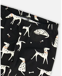 Deux par Toddler Girls Printed Jersey Leggings Black with Dalmatians - Toddler|Child