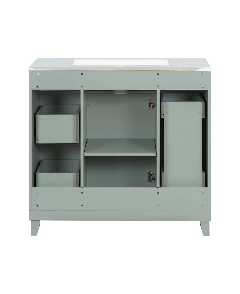 Streamdale Furniture 36" Bathroom Vanity w/ Ceramic Sink & Hairdryer Drawer