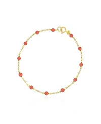 The Lovery Pink Coral Bead Chain Bracelet 14K Gold