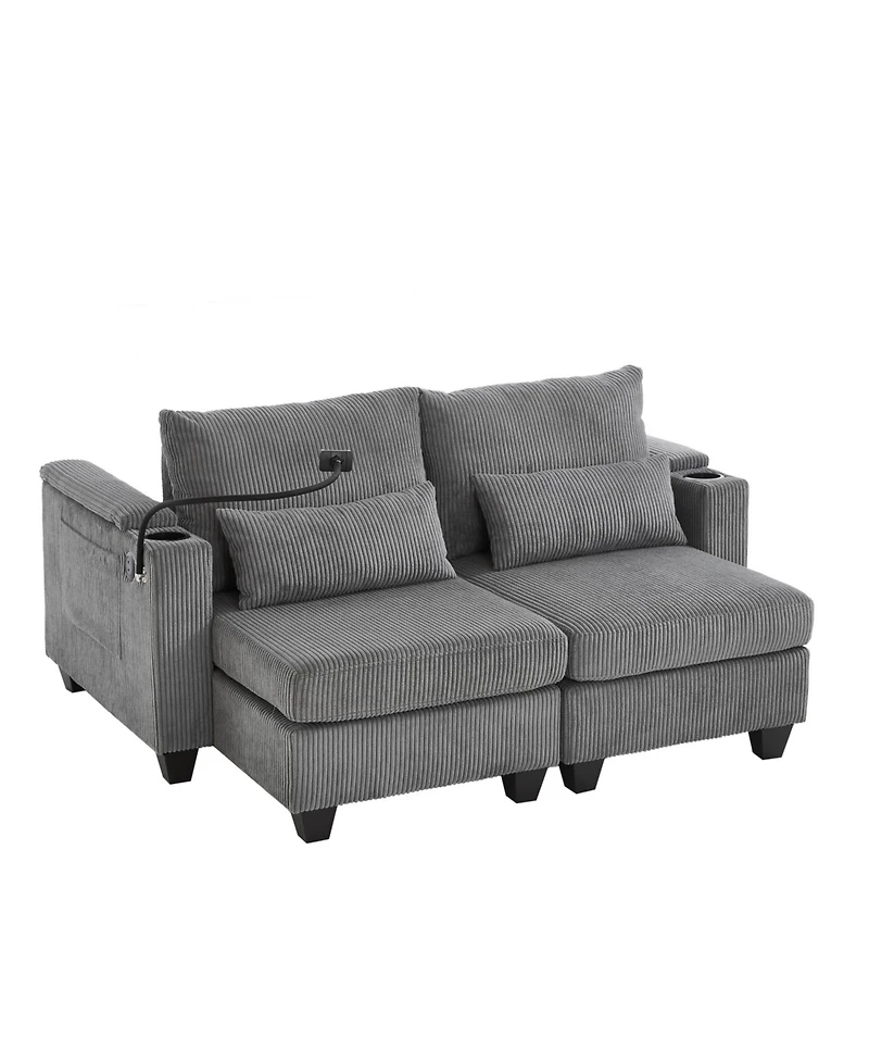 Streamdale Furniture Convertible Sleeper Sofa with Usb & Storage