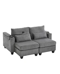 Streamdale Furniture Convertible Sleeper Sofa with Usb & Storage