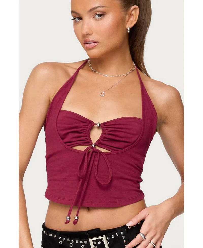 Edikted Womens Ayana Layered Bandeau Halter Top