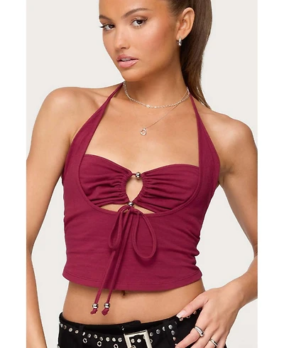Edikted Womens Ayana Layered Bandeau Halter Top