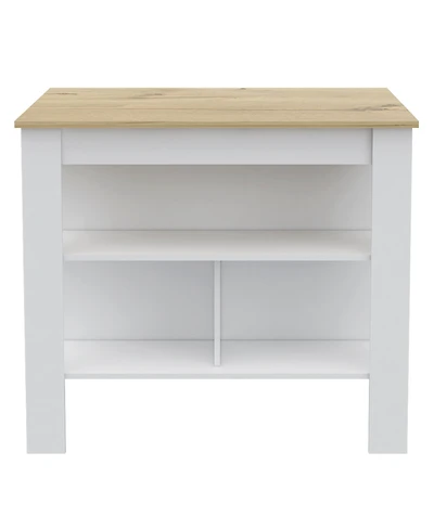 Slickblue Wooden Kitchen Island Table with Built-In Storage and Open Display Shelves