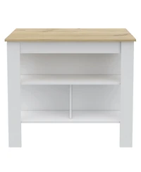 Slickblue Wooden Kitchen Island Table with Built-In Storage and Open Display Shelves