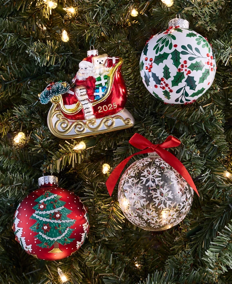 Hioliday Lane Heritage Set of 4 Glass Ornaments, Macy's Exclusive