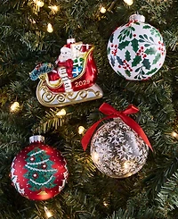 Hioliday Lane Heritage Set of 4 Glass Ornaments, Macy's Exclusive