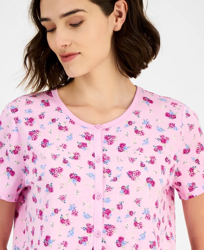 Charter Club Women's 2-Pc. Cotton Printed Cropped Pajamas Set, Created for Macy's