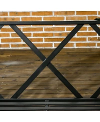 Flynama 3-Seat Patio Swing Chair, Porch Swing Glider with Cushion, 3 Throw Pillows & Adjustable Canopy for Porch, Garden, Poolside, Backyard, Black