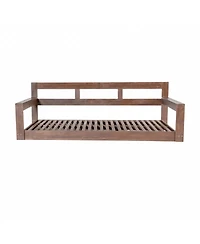 Flynama Patio Wooden Twin Size Porch Swing Daybed Frame, Garden Swing Bench Chair with 4 Hanging Ropes for Backyard,Outdoor,Brown