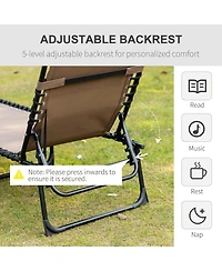 Flynama Reclining Chaise Lounge Chair, Portable Sun Lounger, Folding Camping Cot, with Adjustable Backrest and Removable Pillow, for Patio, Garden, Be