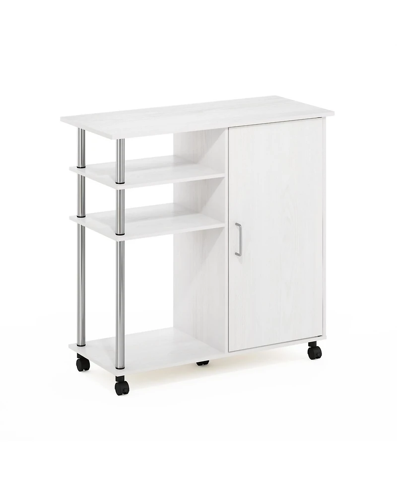 Homlux 4-Tier Utility Kitchen Island Cart with Cabinet and Lockable Wheels, White Oak