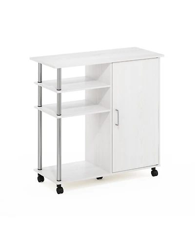 Homlux 4-Tier Utility Kitchen Island Cart with Cabinet and Lockable Wheels, White Oak
