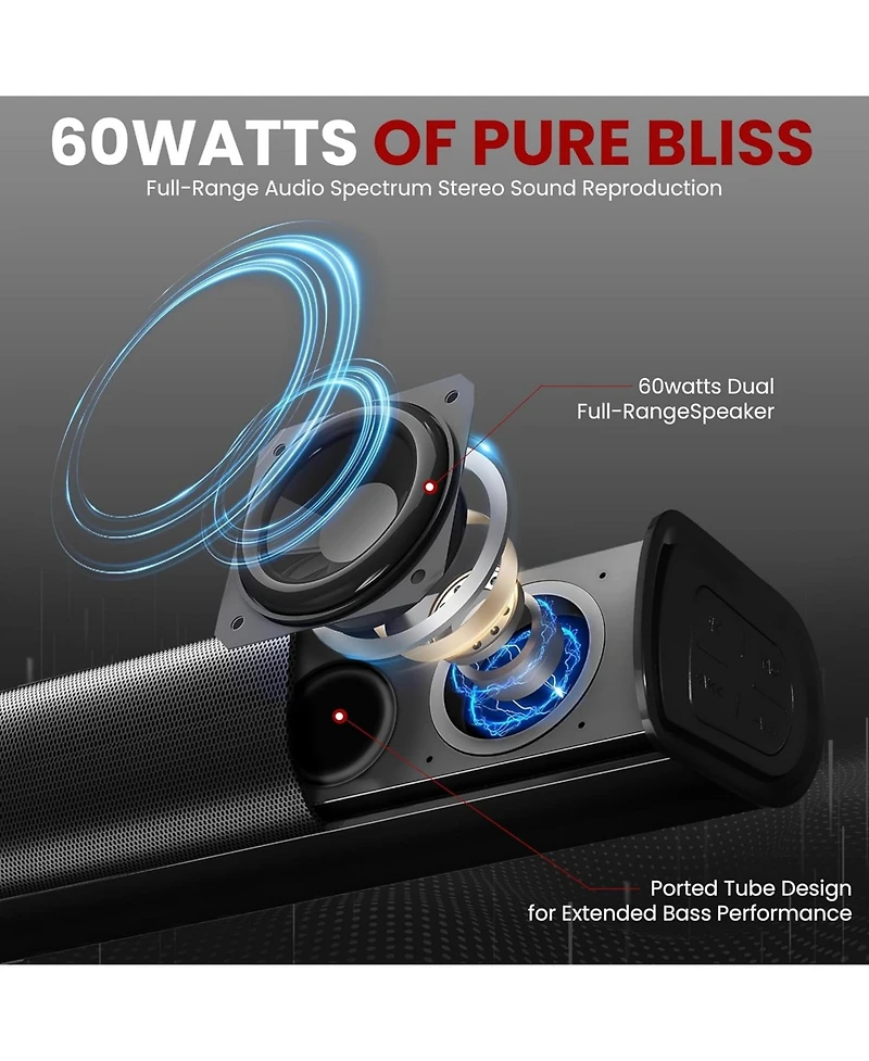 Pyle Wave Base Bluetooth Tabletop Soundbar Digital Speaker with Remote Control, Aux, Optical In, Usb In, Hdmi (Arc) & Coaxial