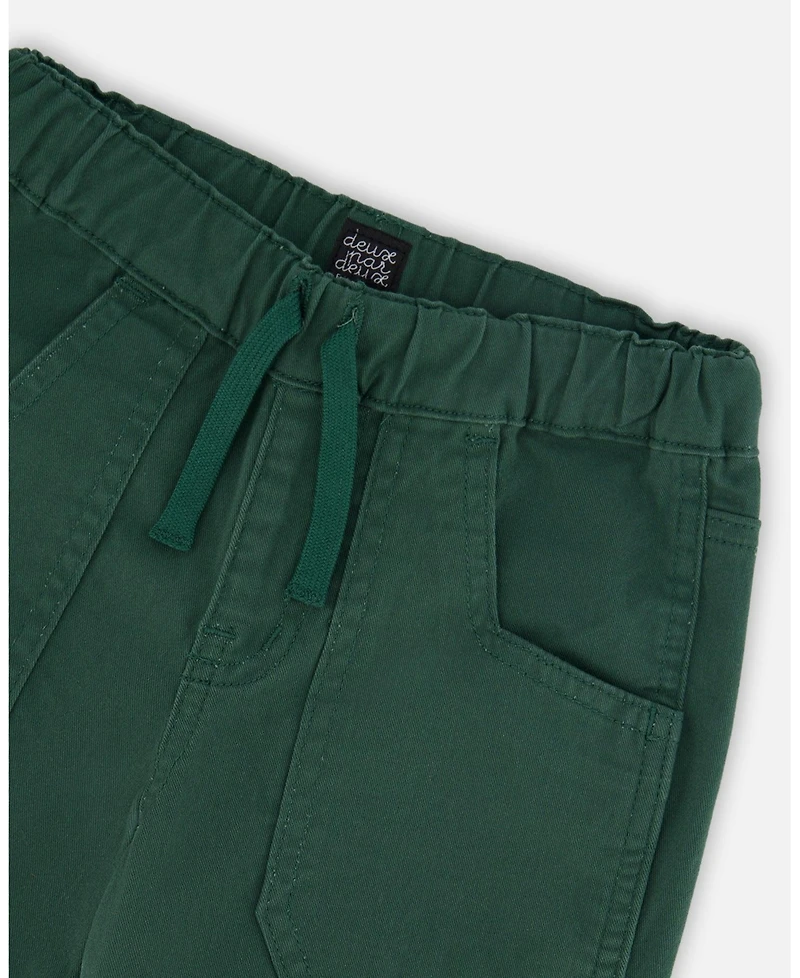 Deux par Baby Boy Twill Jogger Pants with Patch Pockets Forest Green