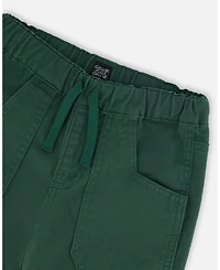 Deux par Baby Boy Twill Jogger Pants with Patch Pockets Forest Green