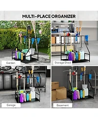 Outsunny Garden Tool Organizer for Garage, 3 Tier Yard Holder,