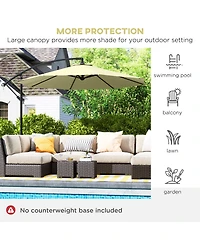 Outsunny Outdoor Crank Umbrella Deck Sun Protection Shade Canopy w/ Stable Base