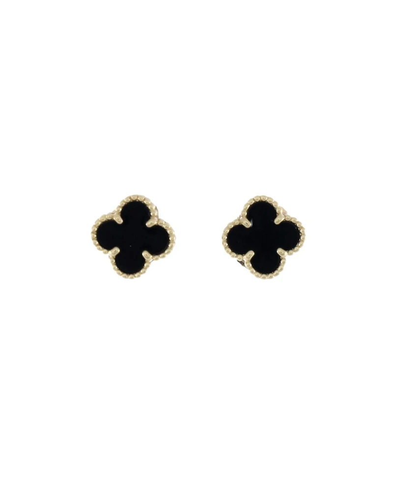 Pre-Owned Van Cleef & Arpels Sweet Alhambra Stud Earrings 18K Gold and Onyx