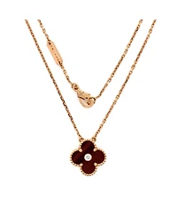 Pre-Owned Van Cleef & Arpels Vintage Alhambra Pendant Necklace 18K Rose Gold and Tiger Eye with Diamond