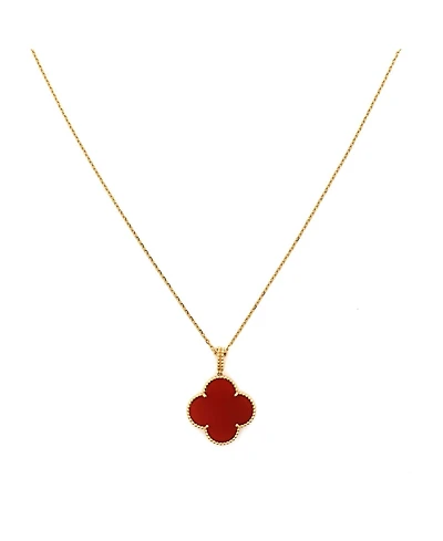 Pre-Owned Van Cleef & Arpels Magic Alhambra Pendant Long Necklace 18K Gold and Carnelian