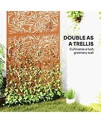 Outsunny Metal Outdoor Privacy Screen Outdoor Divider Trellis Bamboo