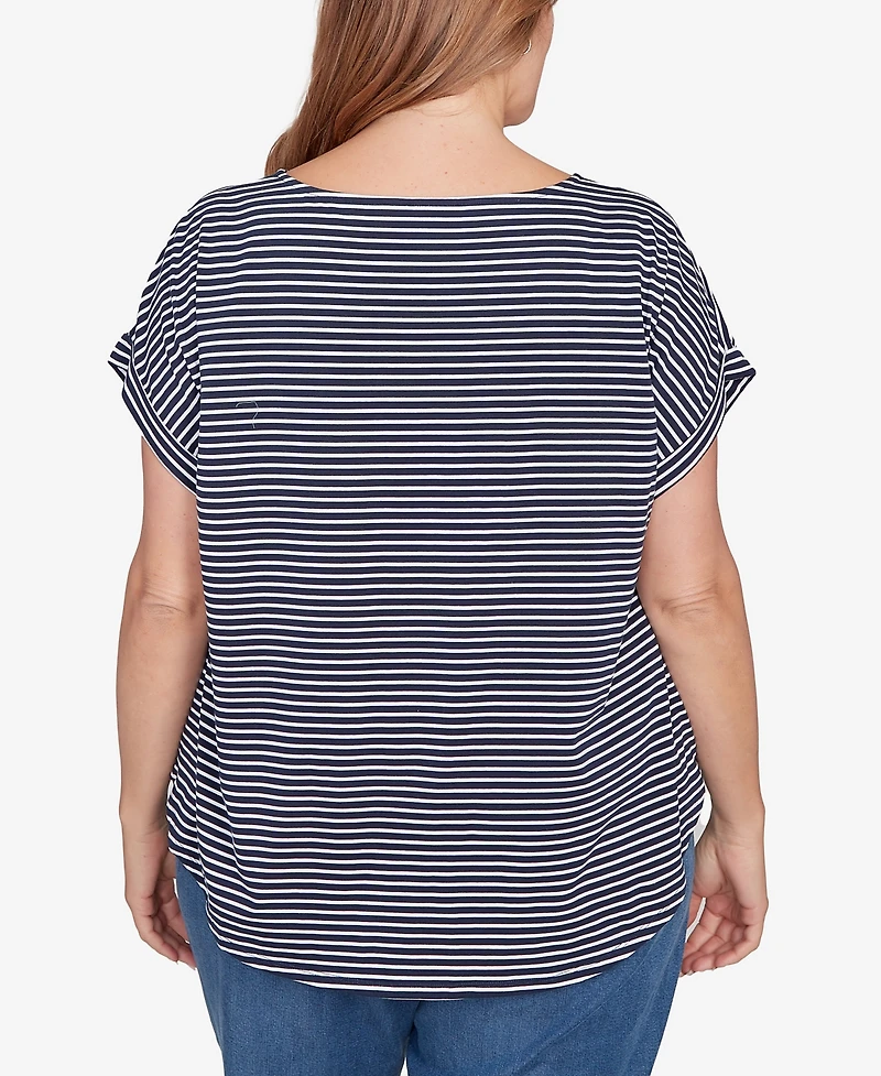 Ruby Rd. Plus Floral Stripe Jersey Top