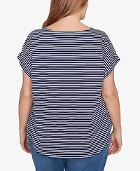 Ruby Rd. Plus Floral Stripe Jersey Top