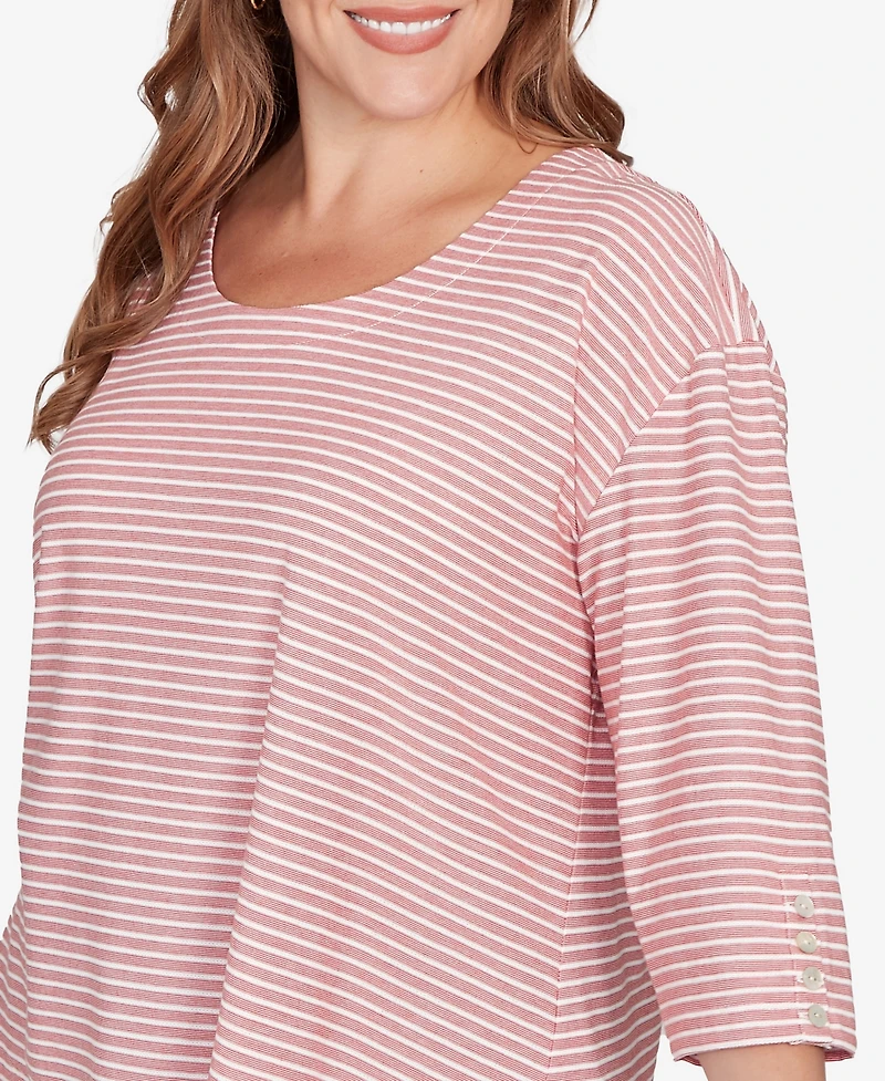 Ruby Rd. Plus Scalloped Texture Stripe Top