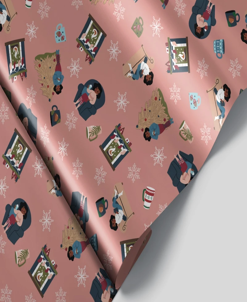 Black Paper Party Holly Me Time Gift Wrap