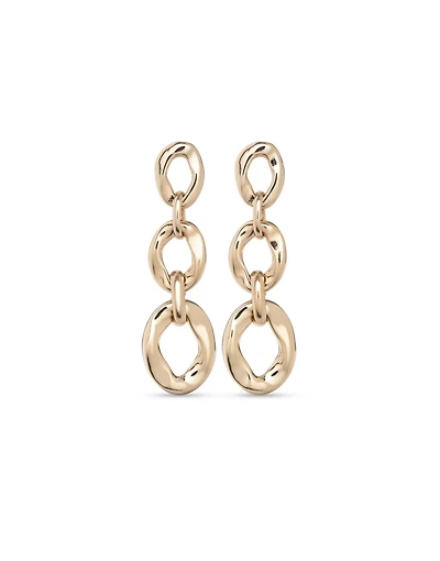 UNOde50 18k Gold and Silver Plated Metal Alloy Earring with 3 Links