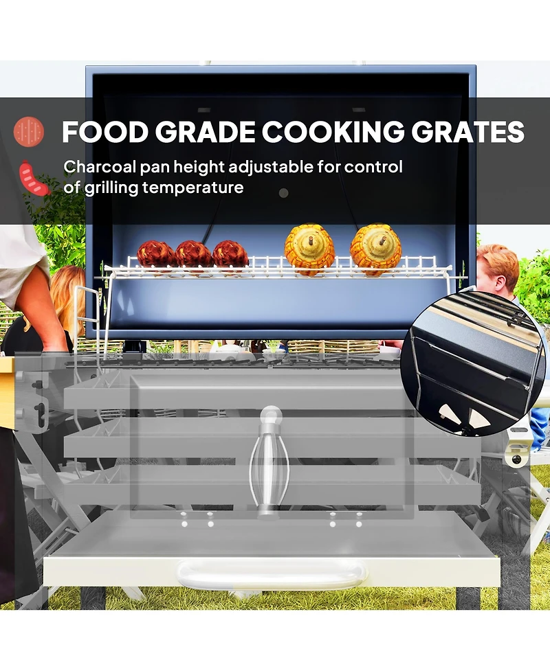 Outsunny Charcoal Bbq Grill, Outdoor Portable Grill,
