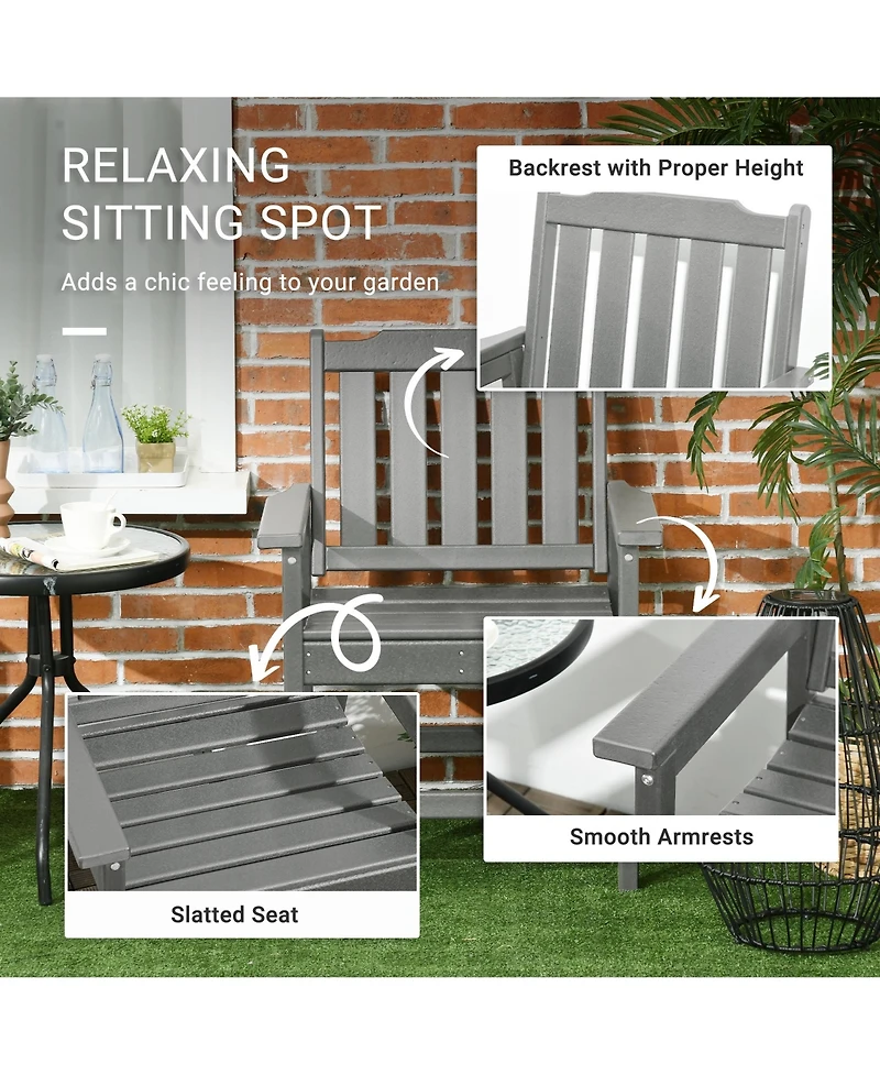 Outsunny 2 Piece Patio Chair with Armrests, Slatted Back Armchair,