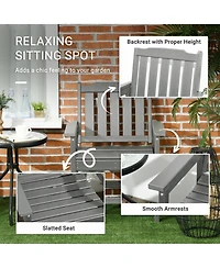 Outsunny 2 Piece Patio Chair with Armrests, Slatted Back Armchair,