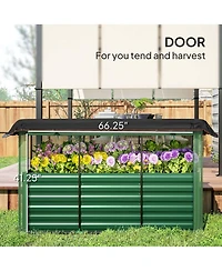 Outsunny Galvanized Raised Garden Bed with Crop Cage & Shade Cloth