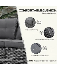 Outsunny 2-Piece Outdoor Pe Rat Patio Corner Sofa Loveseat