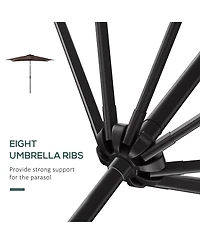 Outsunny 9' x 7' Solar Umbrella, Patio Umbrella with Led