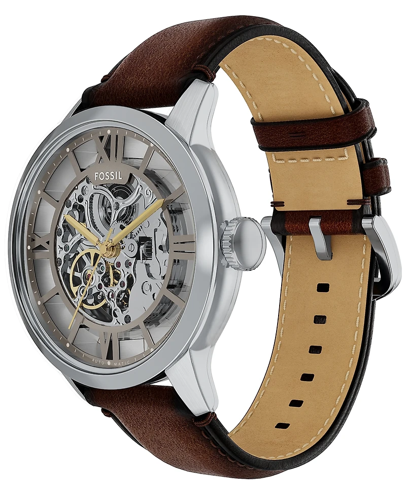 Fossil Men's Townsman Automatic Brown Leather Watch, 44mm