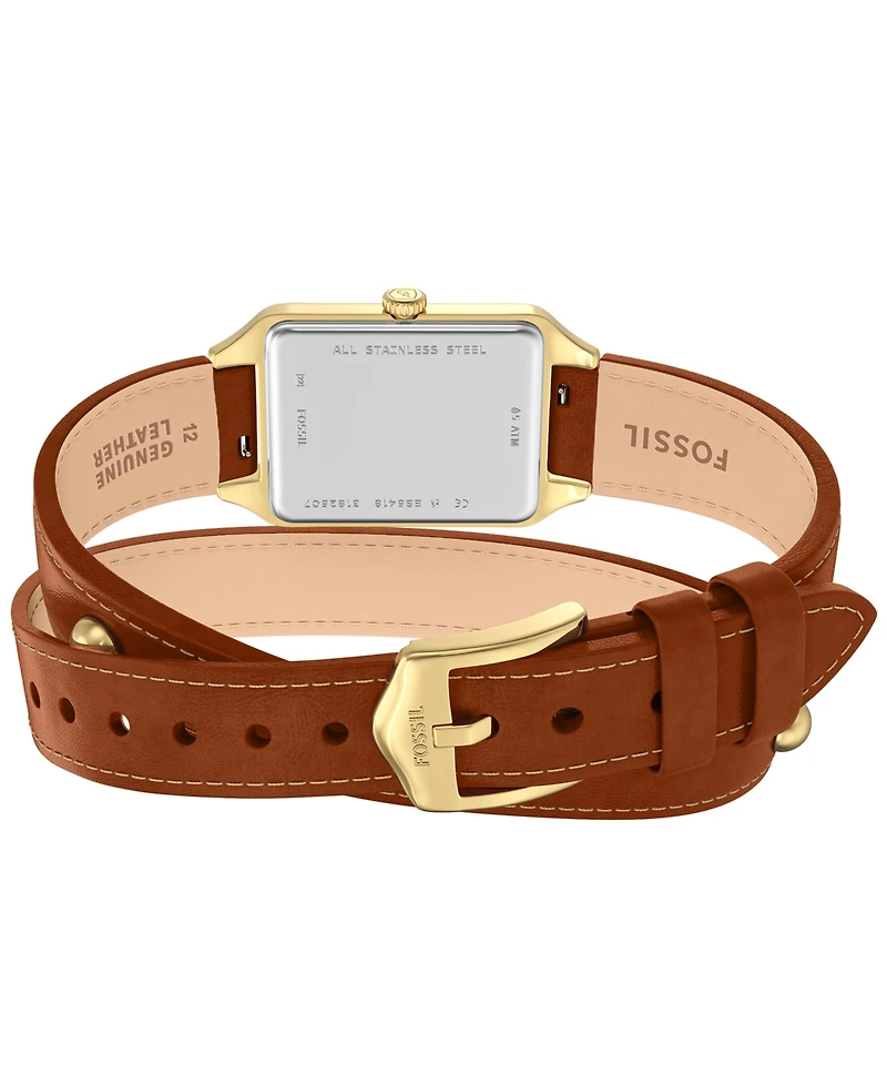 Fossil Women's Raquel Three-Hand Date Brown Croco Leather Watch, 23mm