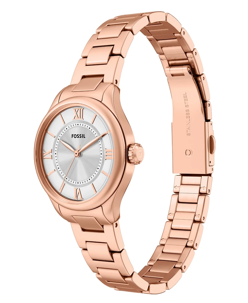 Fossil Women's Gilmore Three-Hand Rose Gold-Tone Stainless Steel Watch, 28mm