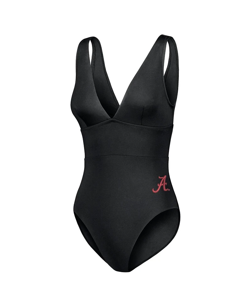 Tommy Bahama Women's Black Alabama Crimson Tide Palm Modern V-Neck One-Piece Swimsuit