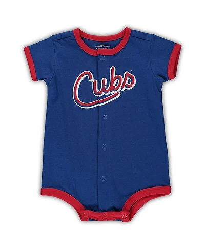 Outerstuff Baby Boys and Girls Royal Chicago Cubs Stripe Power Hitter Romper