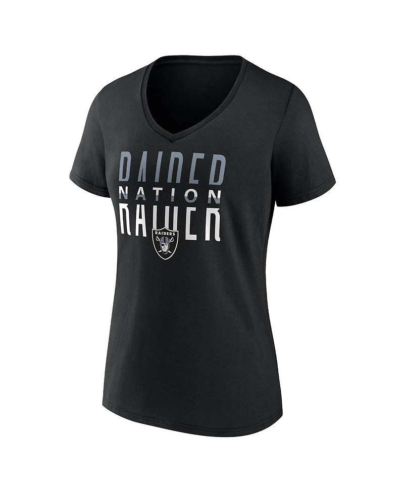 Fanatics Women's Black Las Vegas Raiders Back Home Again V-Neck T-Shirt