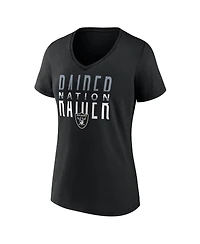 Fanatics Women's Black Las Vegas Raiders Back Home Again V-Neck T-Shirt